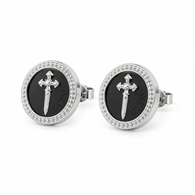 Guess Silver Tone 12mm South Alameda Dagger Coin Studs