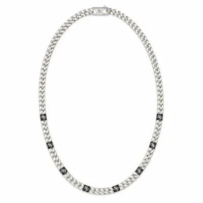 GUESS Silver-Tone 4G Curb Chain Pavé Necklace - JUMN06026JWSTT/U
