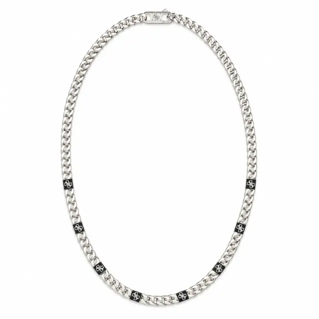 GUESS Silver-Tone 4G Curb Chain Pavé Necklace - JUMN06026JWSTT/U