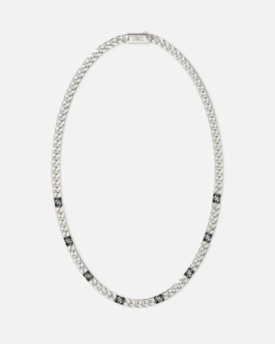 GUESS Silver-Tone 4G Curb Chain Pavé Necklace - JUMN06026JWSTT/U