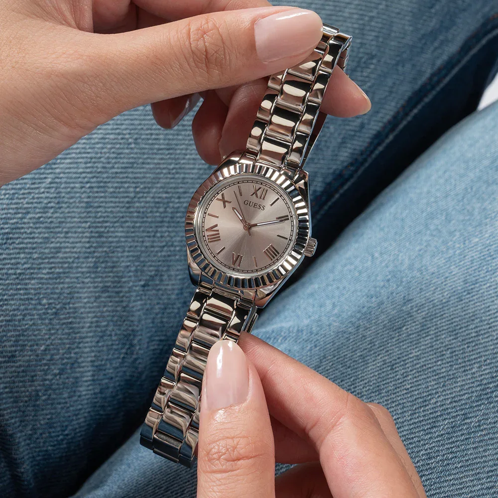 Guess Silver Tone Mini Luna Vintage Link Watch - GW0687L1