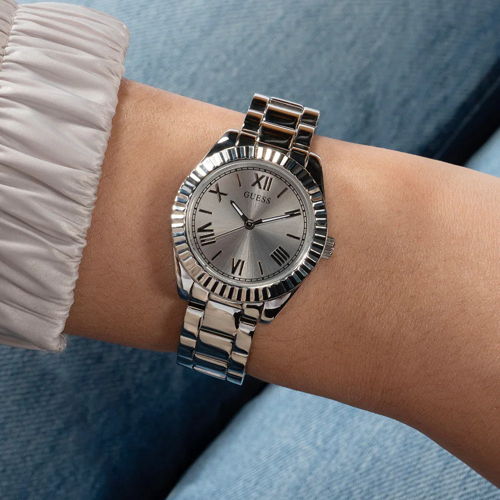 Guess Silver Tone Mini Luna Vintage Link Watch - GW0687L1