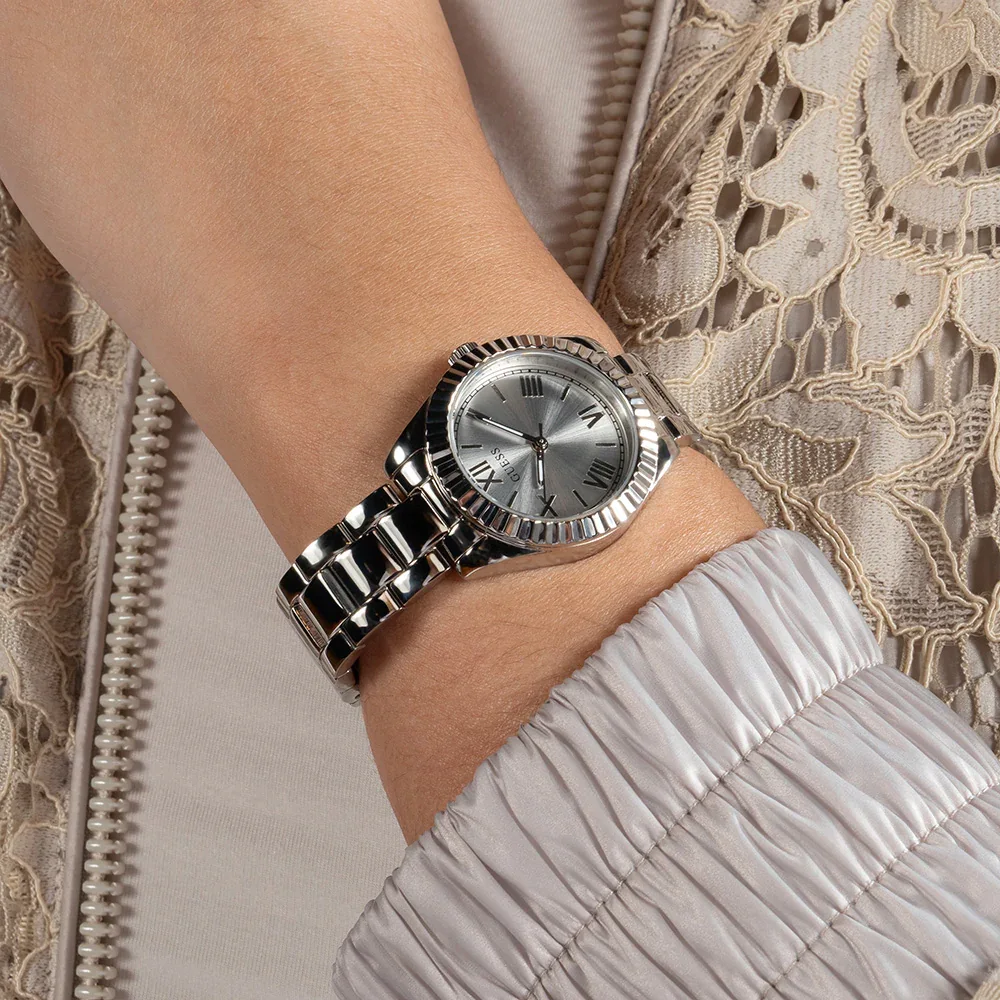 Guess Silver Tone Mini Luna Vintage Link Watch - GW0687L1