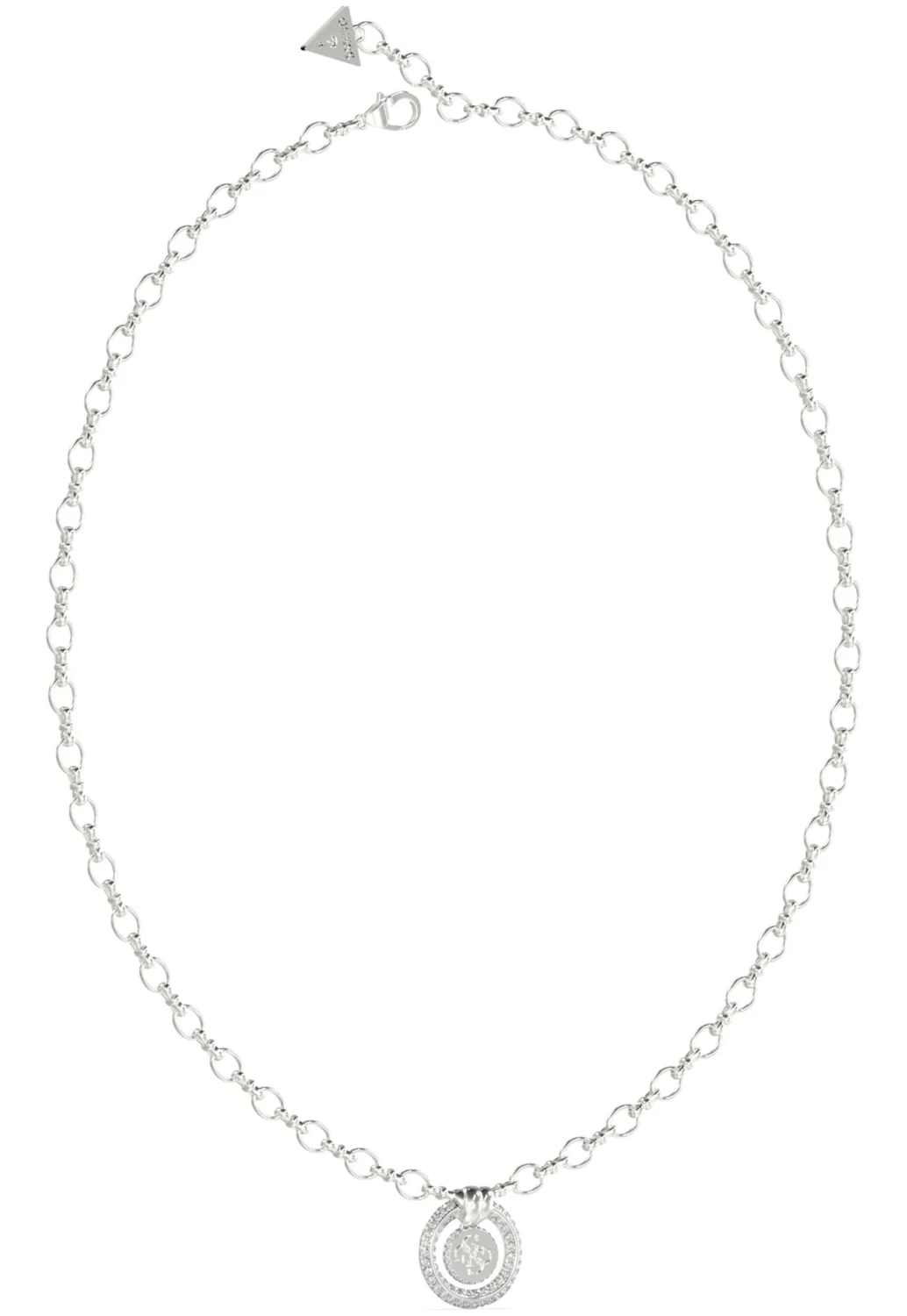 Guess Steel 16"-18" 4G Logo Knot with Crystals Necklace