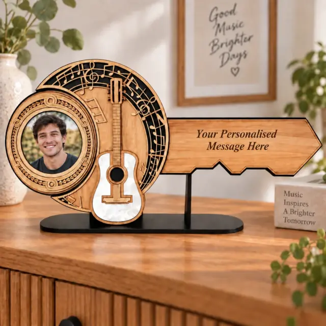 Guitar Music Theme 21st Key with Black Removable Stand