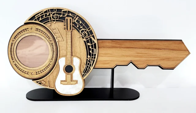 Guitar Music Theme 21st Key with Black Removable Stand