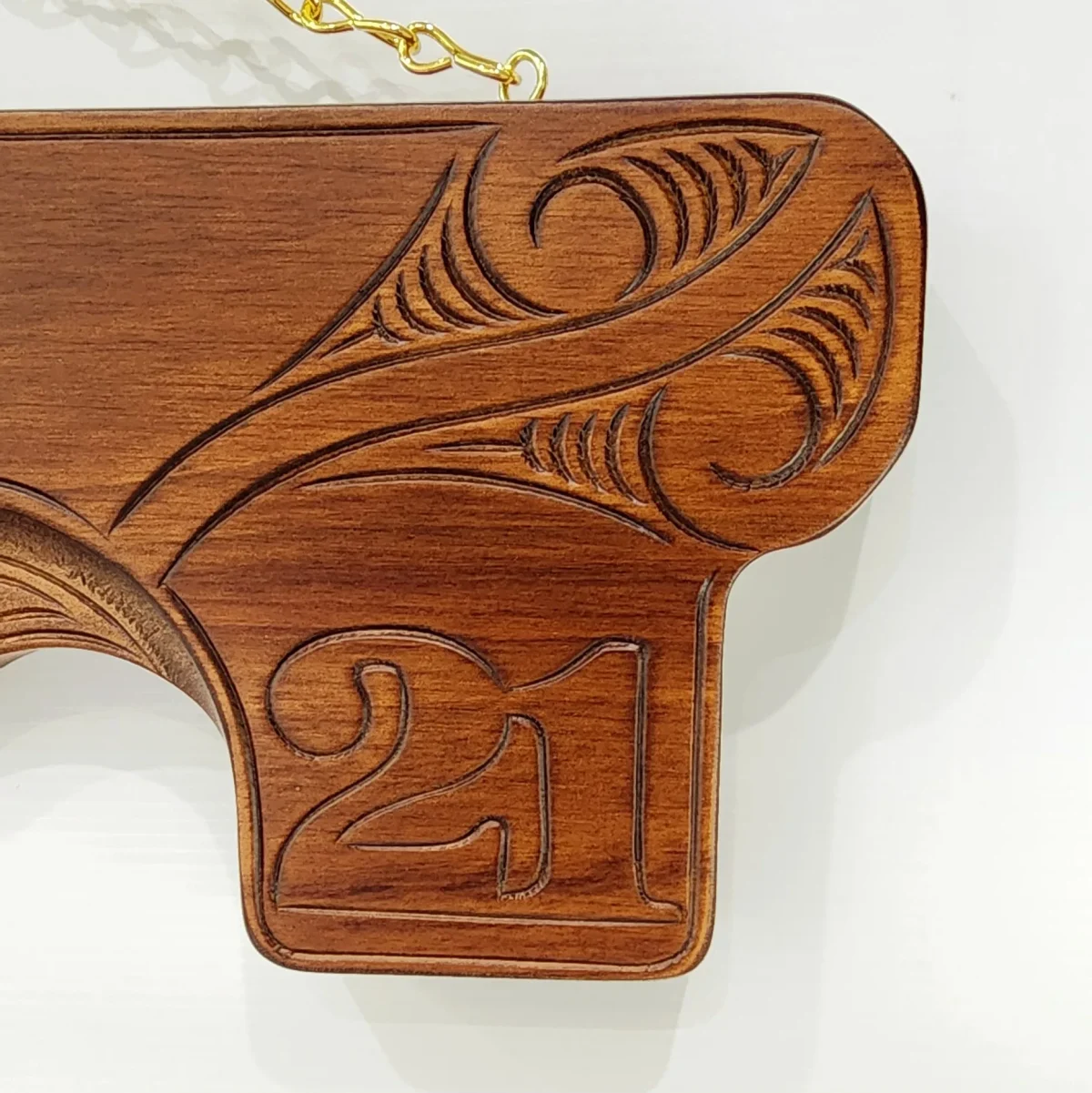 Hand Carved Large 21st Key with Maori Carving and Manaia - WM432