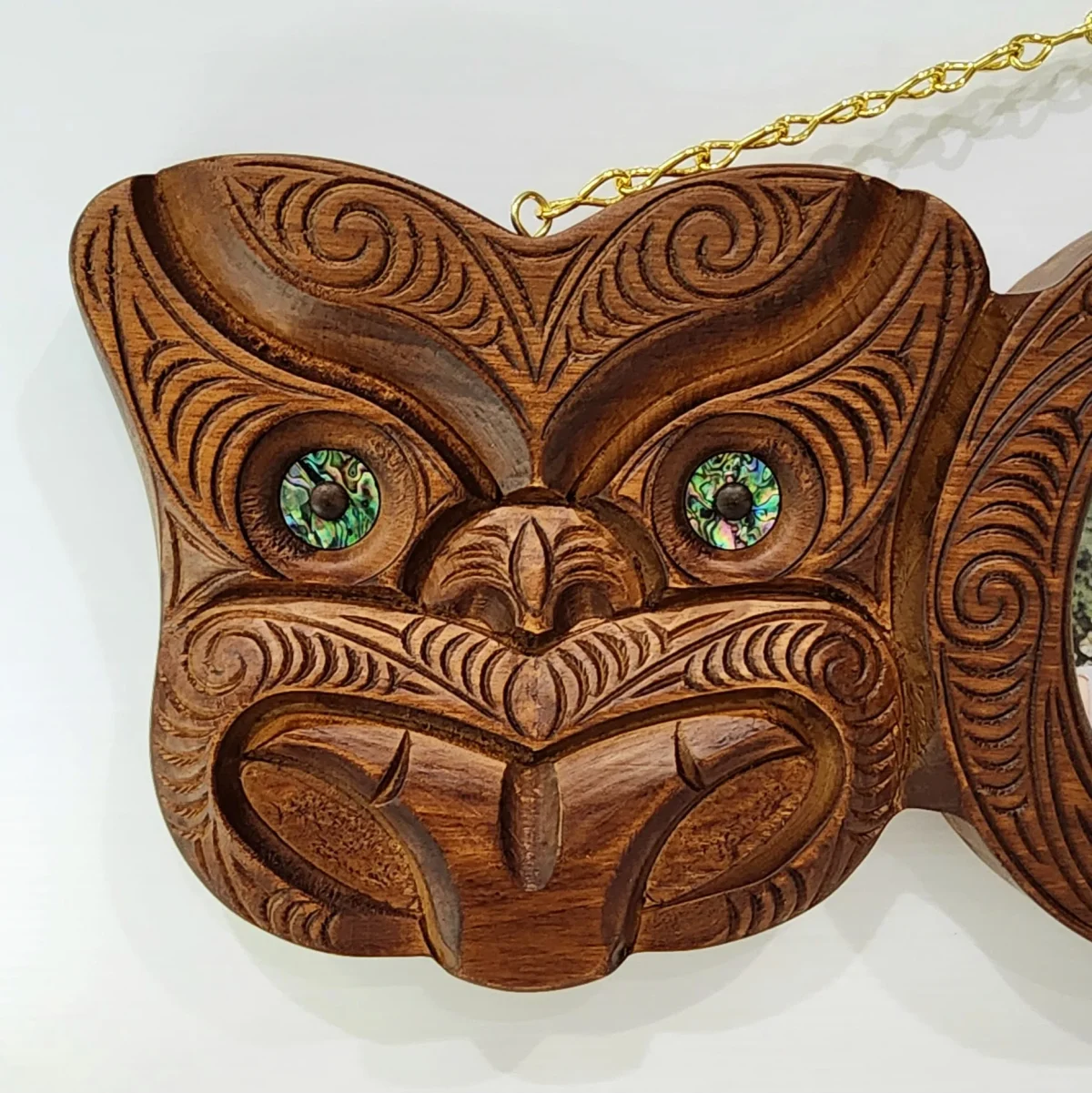 Hand Carved Large 21st Key with Maori Carving and Mask
