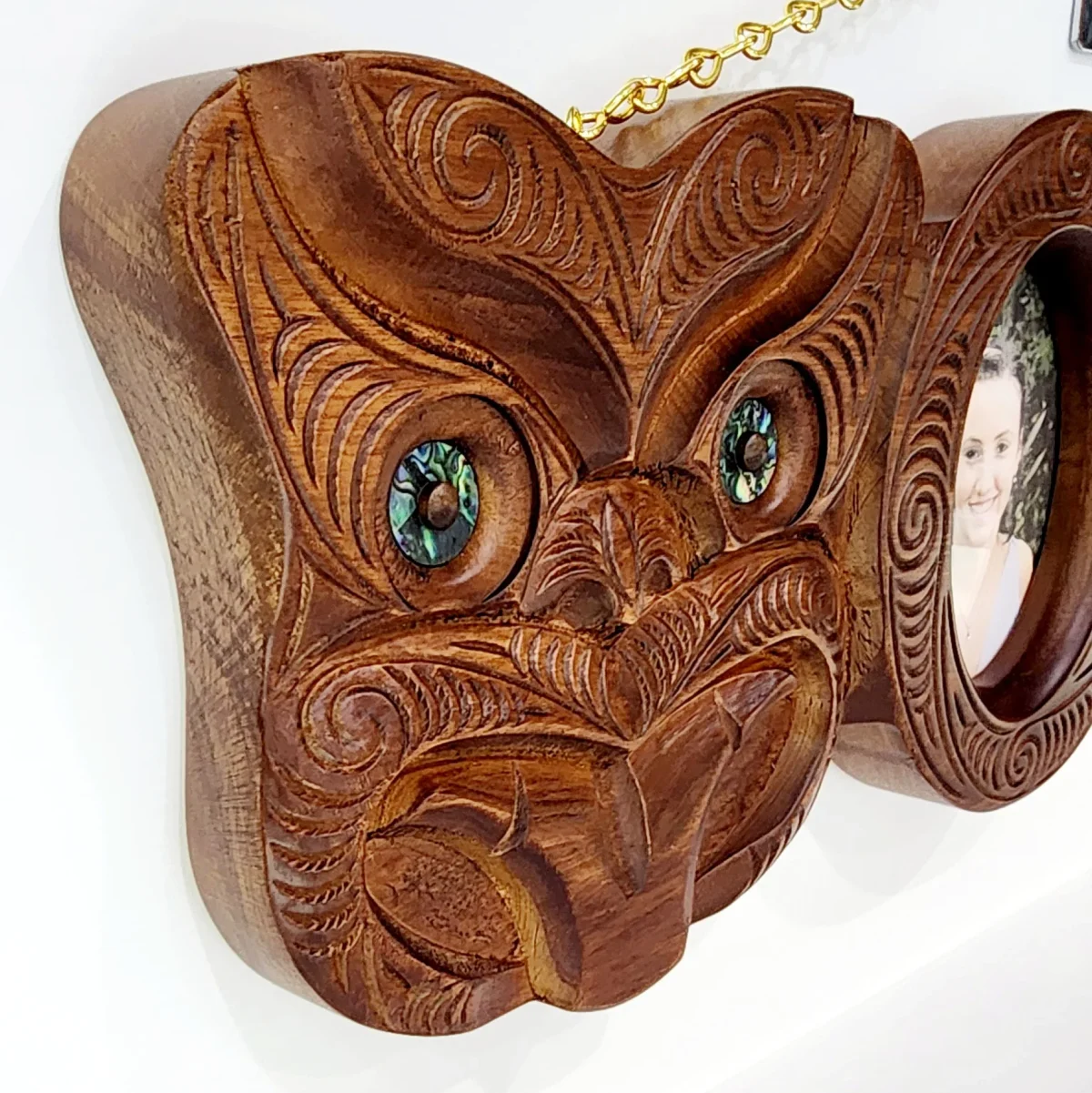 Hand Carved Large 21st Key with Maori Carving and Mask
