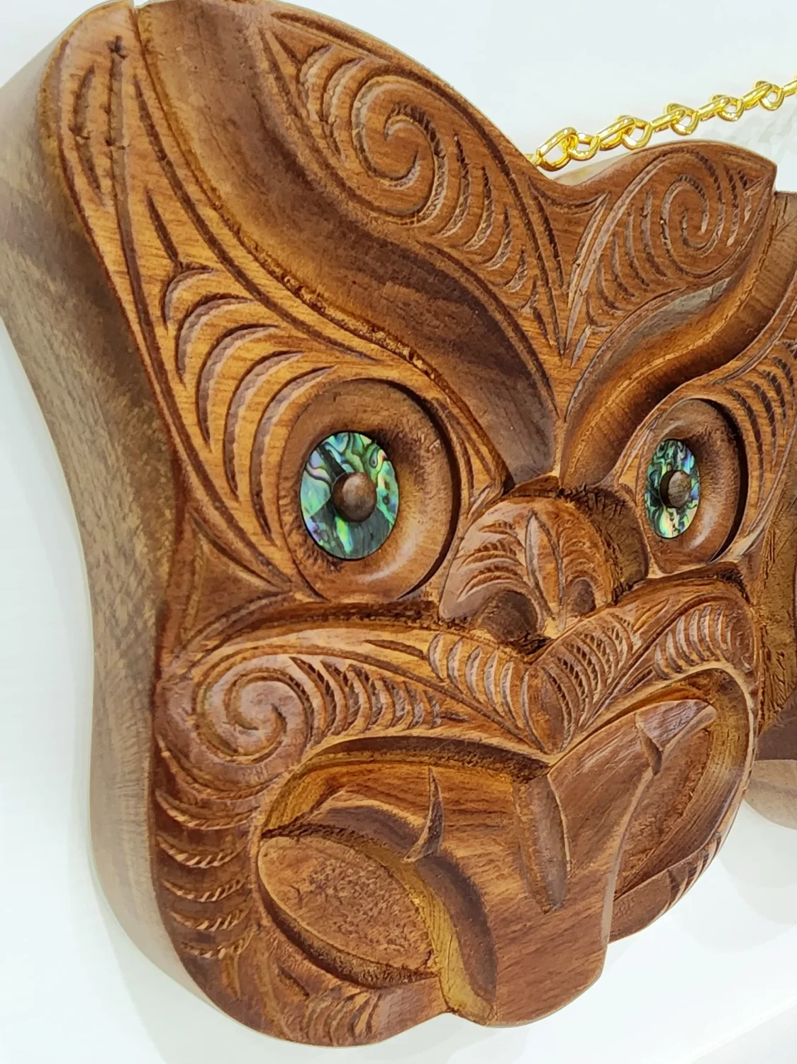 Hand Carved Large 21st Key with Maori Carving and Mask