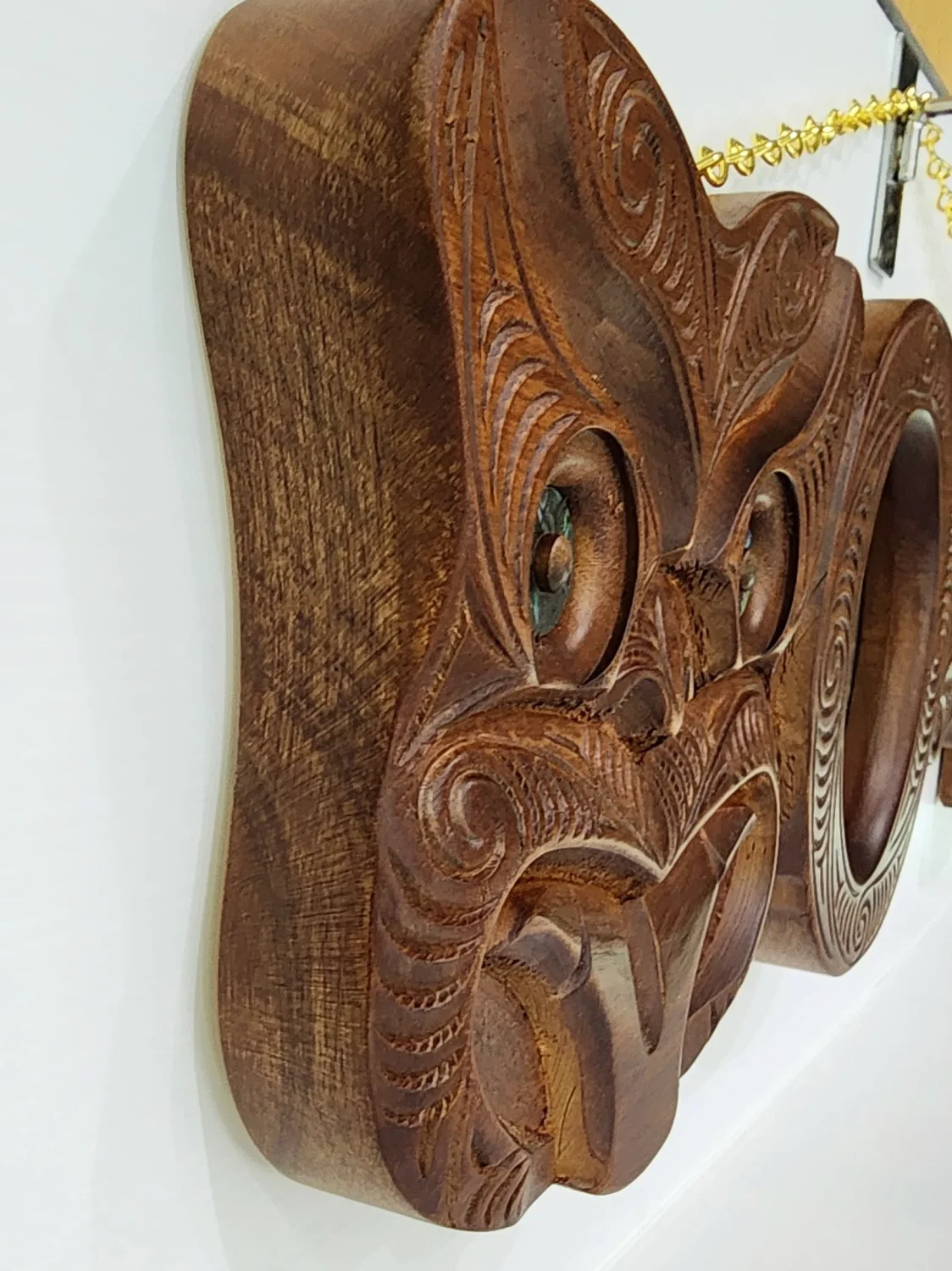 Hand Carved Large 21st Key with Maori Carving and Mask