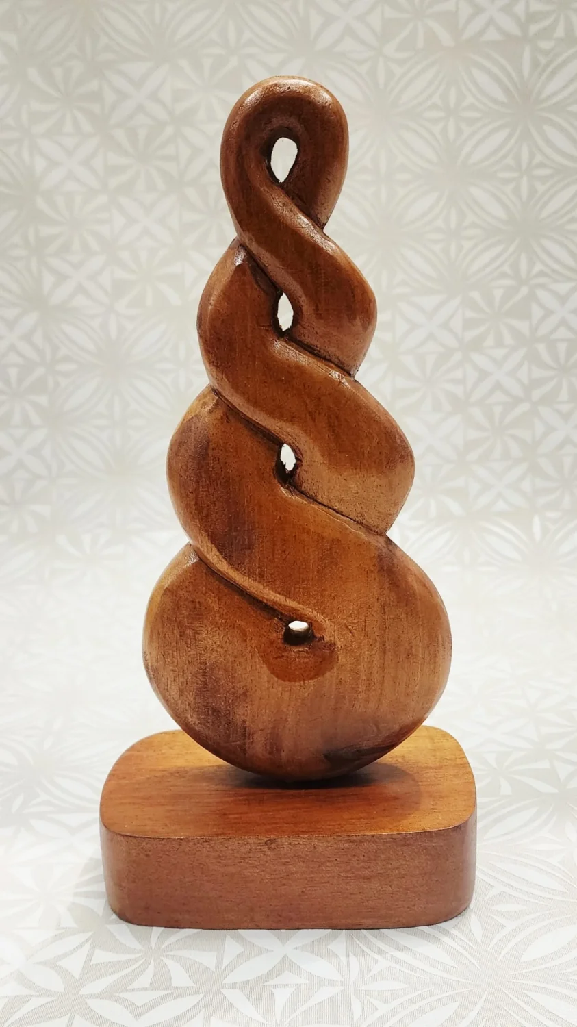 Hand-Carved Wooden Triple Twist on Base – Made in New Zealand