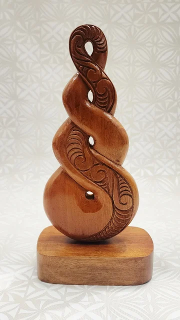 Hand-Carved Wooden Triple Twist on Base – Made in New Zealand