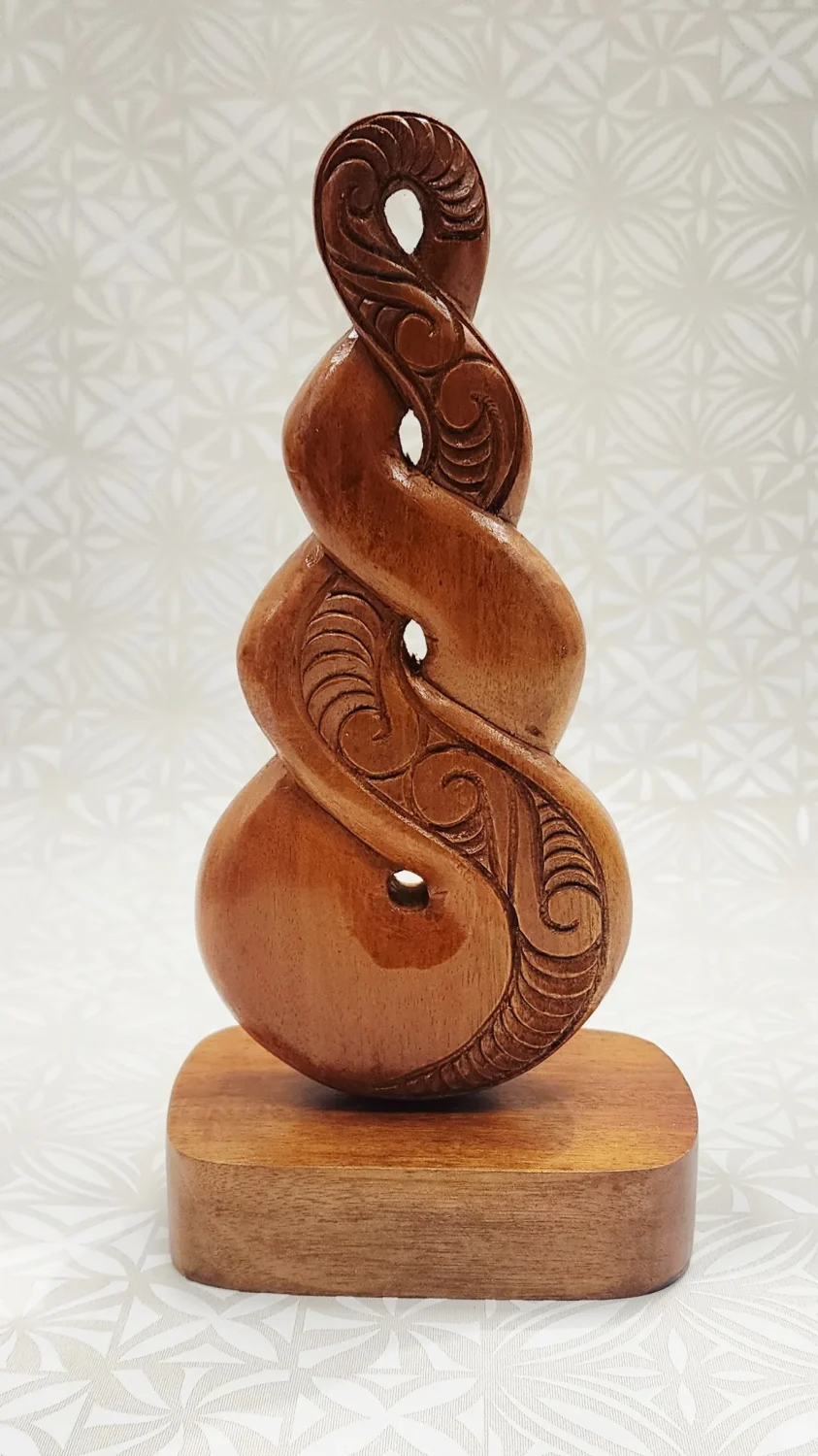 Hand-Carved Wooden Triple Twist on Base – Made in New Zealand