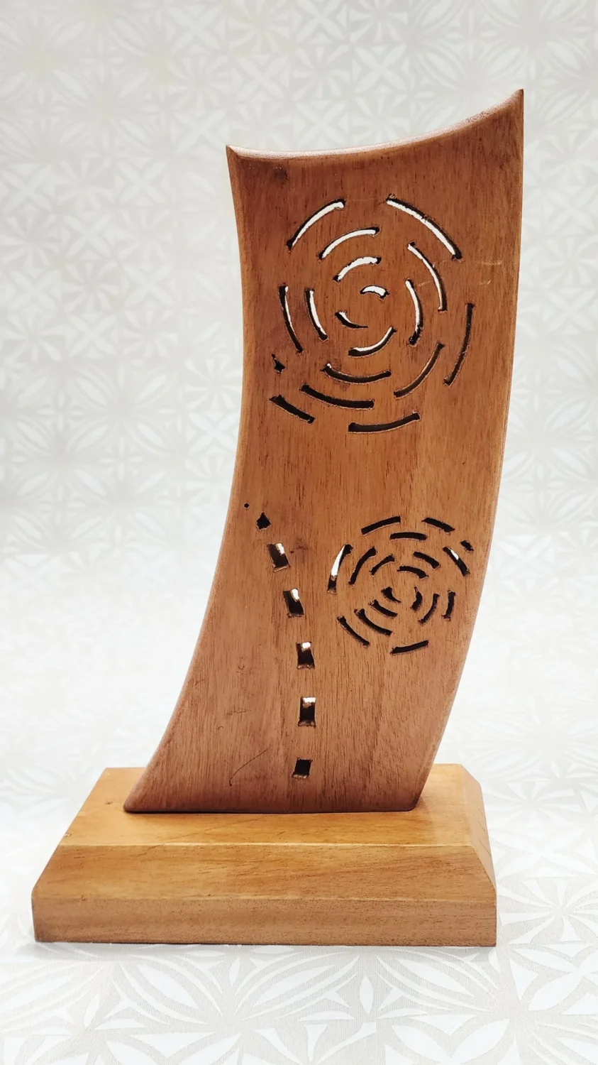 Hand-Carved Wooden Waka Stern on Base – Made in New Zealand