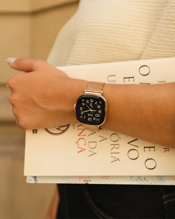 ICE Smart SQ 2.0 Rose Gold Milanese Smartwatch 1.70" AMOLED | Bluetooth Call Watch - 025233