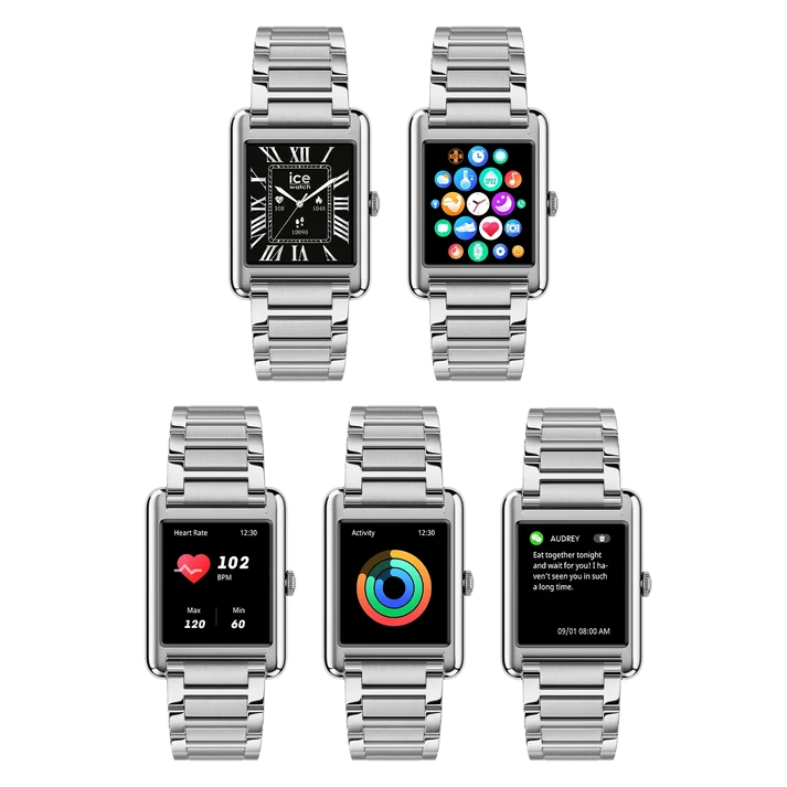 ICE Smart TKS 2.0 Rectangular 1.41 Silver AMOLED Smartwatch Bluetooth Call Watch - 025381