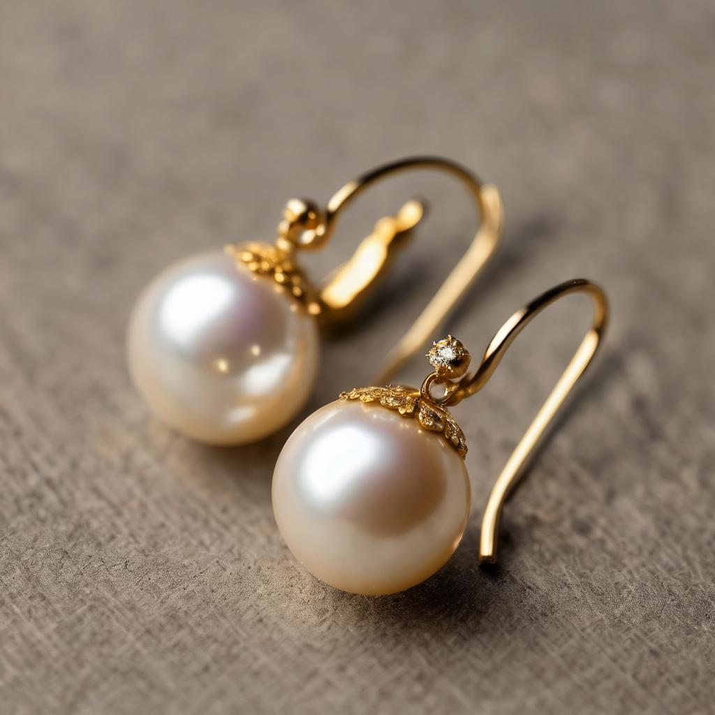 Golden Pearl Hook Earrings