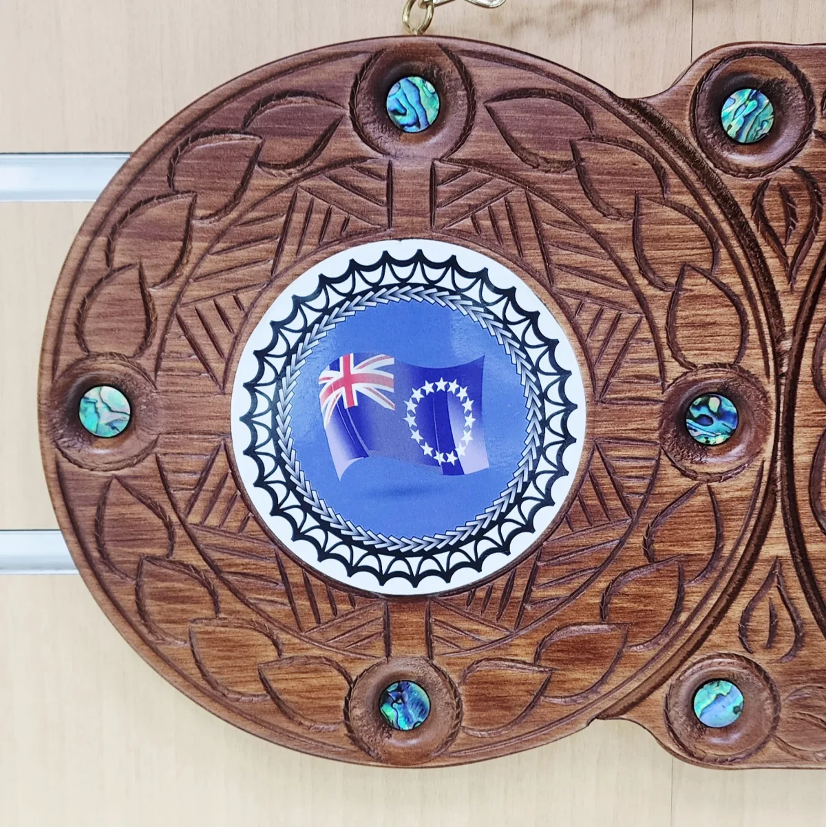Island Design 21st Birthday Key – Cook Islands Flag with Natural New Zealand Paua Shell Inlays | Handcrafted Tulip Wood Keepsake | Made in New Zealand - WM438PSCIF