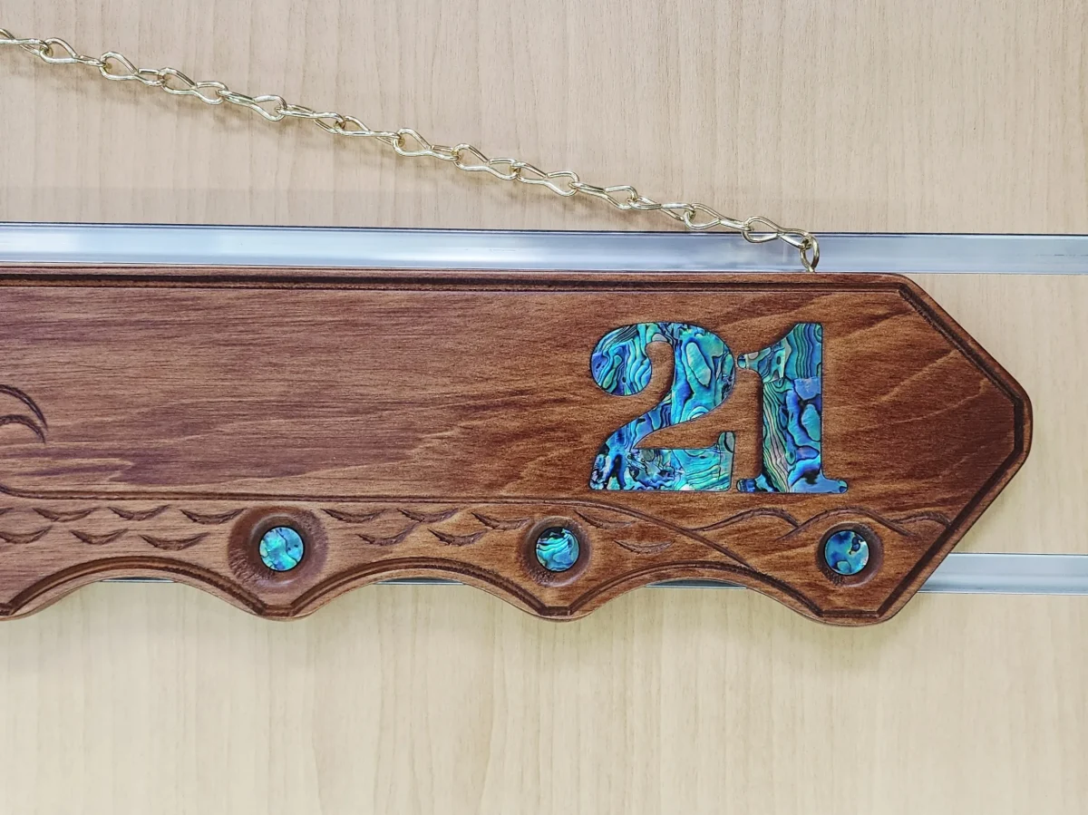 Island Design 21st Birthday Key – Samoan Flag with Natural New Zealand Paua Shell Inlays | Handcrafted Tulip Wood Keepsake | Made in New Zealand - WM438PSSF
