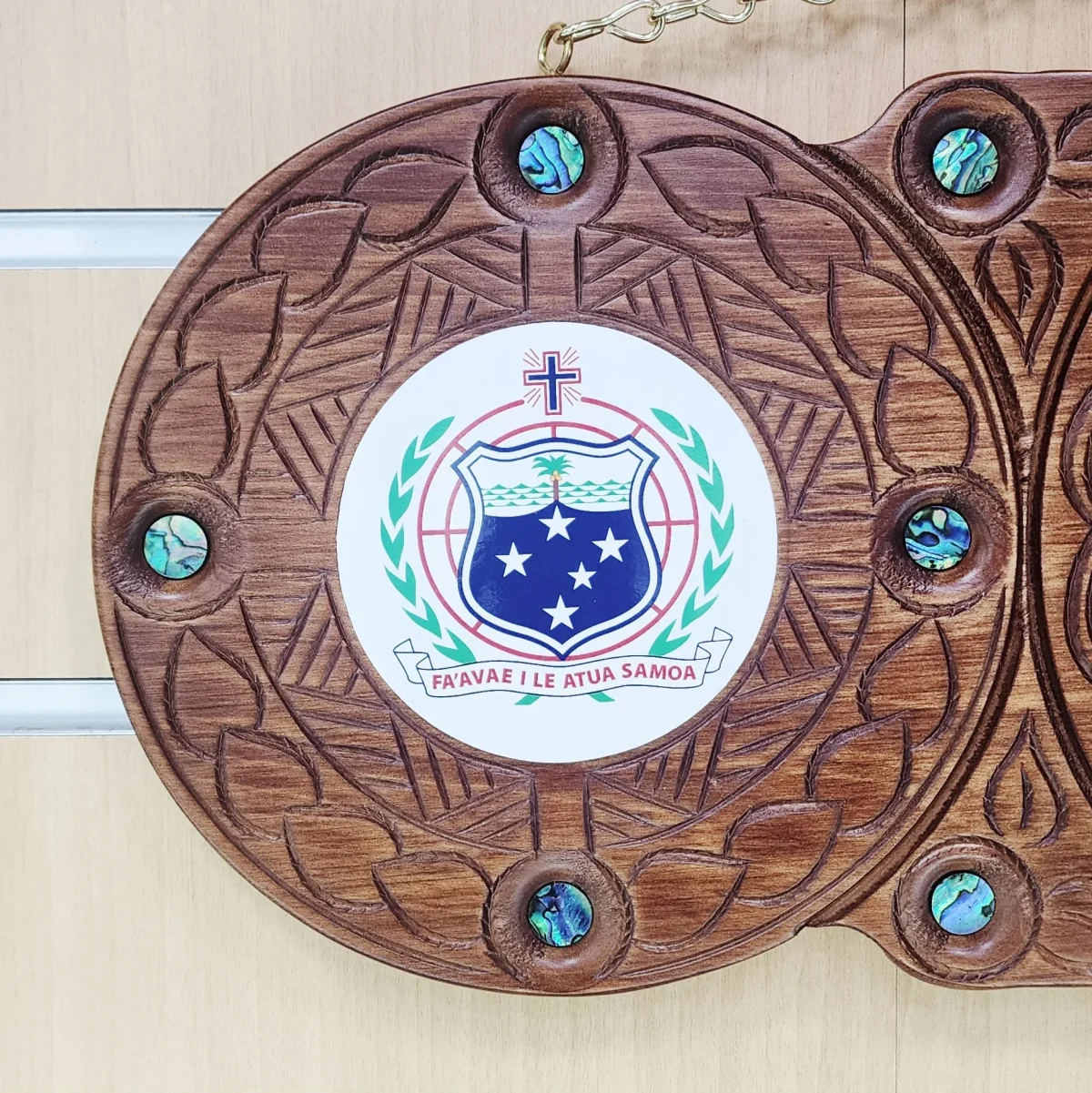 Island Design 21st Birthday Key – Samoan Sila with Natural New Zealand Paua Shell Inlays | Handcrafted Tulip Wood Keepsake | Made in New Zealand - WM438PSSS