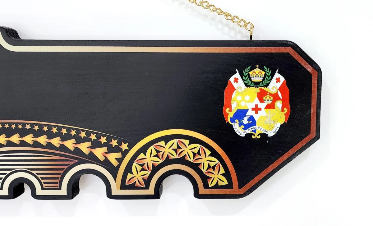 Island Design Golden Red Theme Colour UV Printed Birthday Key with Coloured Tongan Sila