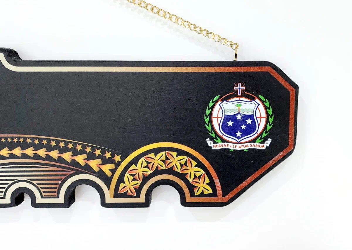 Island Design Golden Red Theme Colour UV Printed Birthday Key with Coloured Samoan Sila - 2226 GOLD RED SAMOA