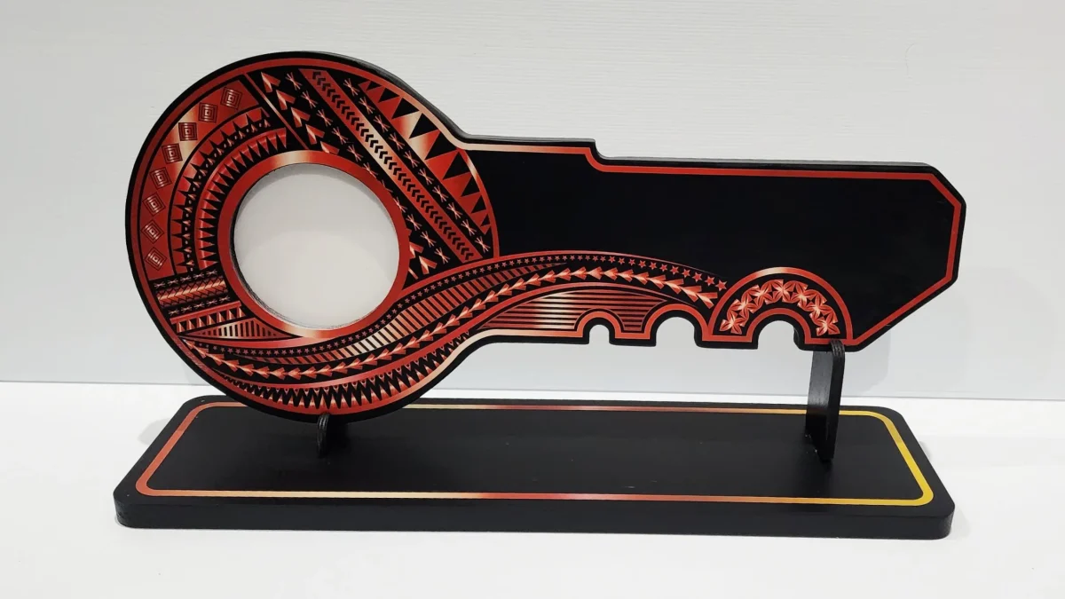 Island Design Red & White Theme Colour UV Printed Wooden Birthday Key  – SJ2245