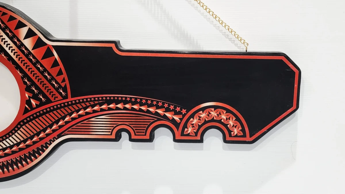 Island Design Red & White Theme Colour UV Printed Wooden Birthday Key  – SJ2245