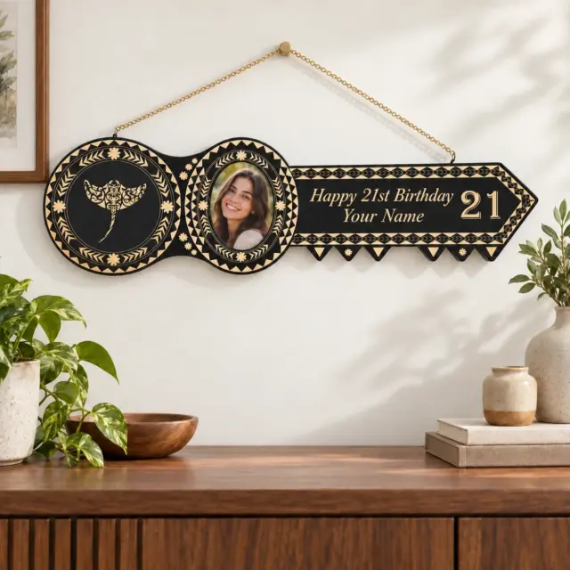 Island Design Wooden Birthday Key with "Stingray" & "21" Laser Engraved  – SJ22529BLK