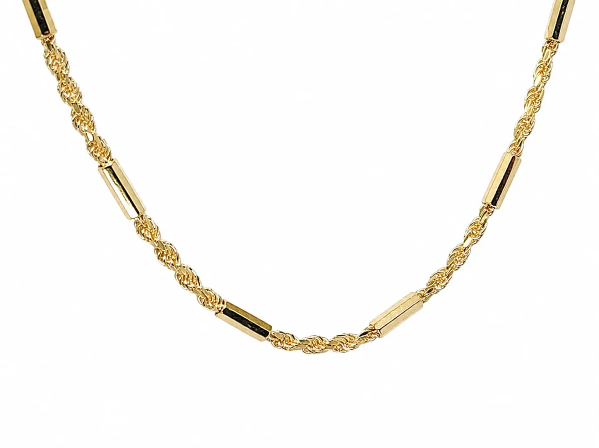 Italian Made 9ct Yellow Gold Octagonal Tube & Wheat Link Chain 45cm - BNC31TC-45
