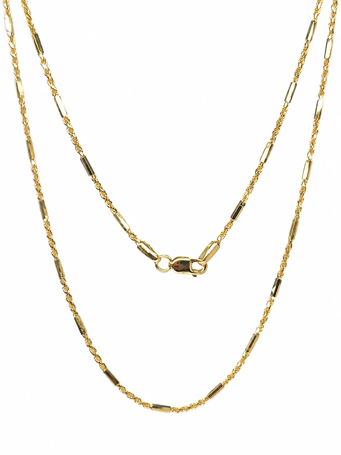 Italian Made 9ct Yellow Gold Octagonal Tube & Wheat Link Chain 45cm - BNC31TC-45