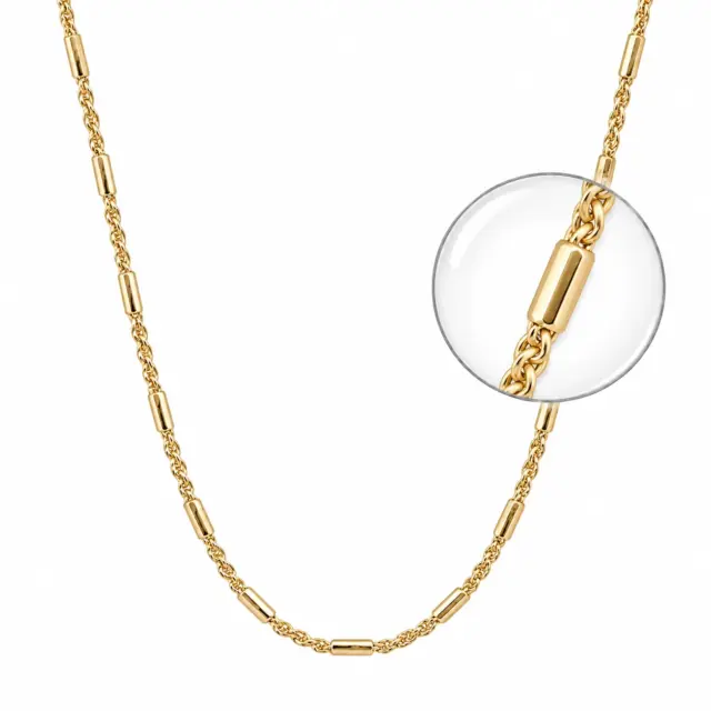 Italian Made 9ct Yellow Gold Octagonal Tube & Wheat Link Chain 45cm - BNC31TC-45