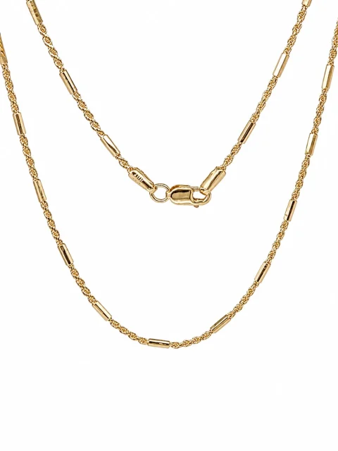 Italian Made 9ct Yellow Gold Octagonal Tube & Wheat Link Chain 45cm - BNC31TC-45