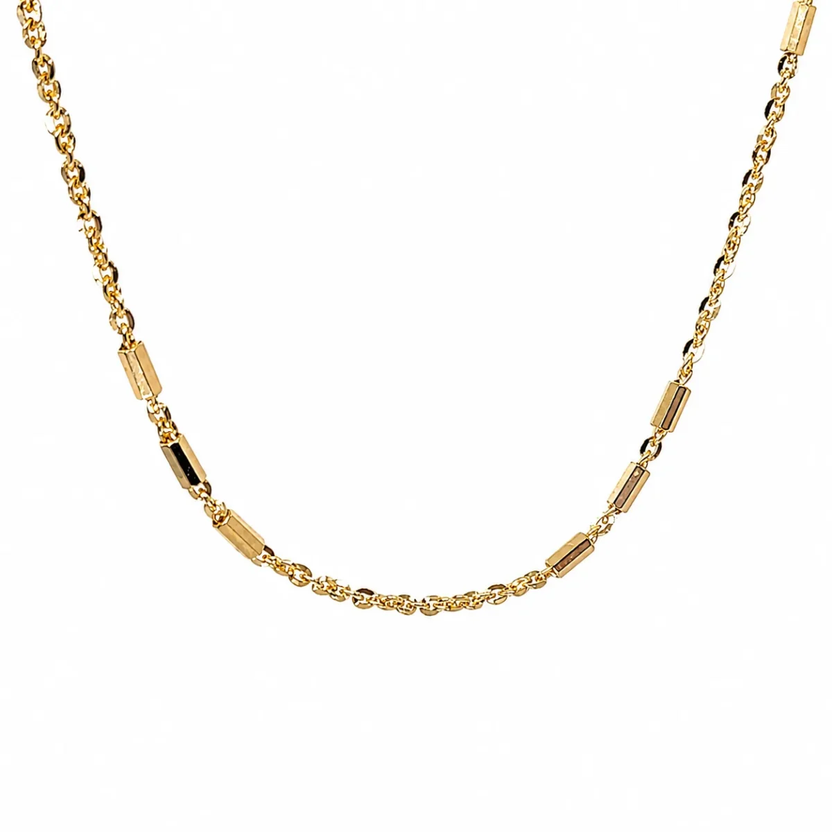 Italian Made 9ct Yellow Gold Tube & Curb Link Necklace and Chain Set 1.35mm – 45cm - BNRXRT3-45