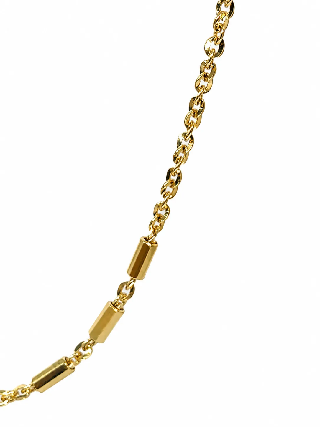 Italian Made 9ct Yellow Gold Tube & Curb Link Necklace and Chain Set 1.35mm – 45cm - BNRXRT3-45