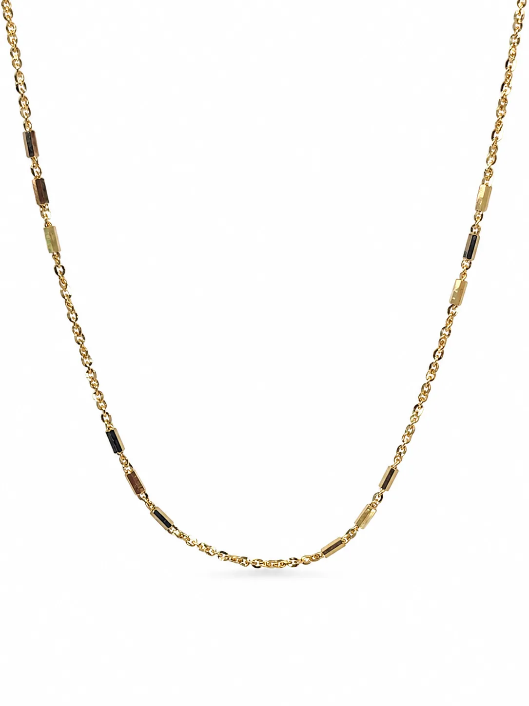 Italian Made 9ct Yellow Gold Tube & Curb Link Necklace and Chain Set 1.35mm – 45cm - BNRXRT3-45