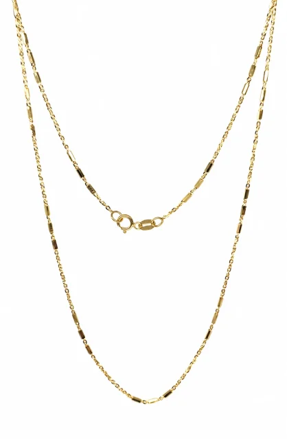 Italian Made 9ct Yellow Gold Tube & Curb Link Necklace and Chain Set 1.35mm – 45cm - BNRXRT3-45