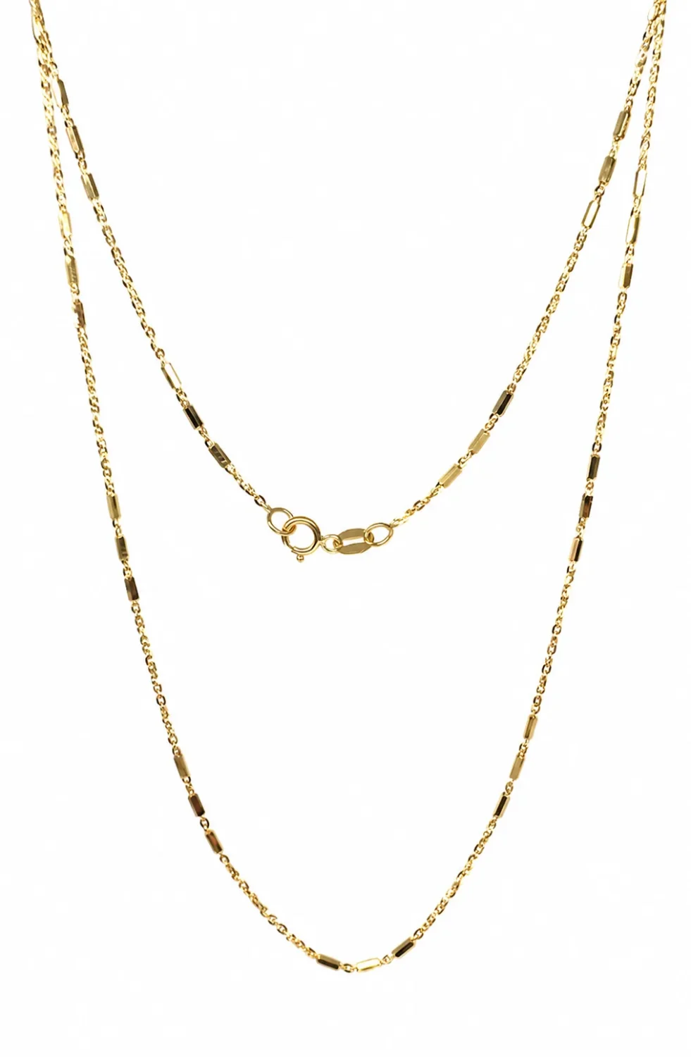 Italian Made 9ct Yellow Gold Tube & Curb Link Necklace and Chain Set 1.35mm – 45cm - BNRXRT3-45