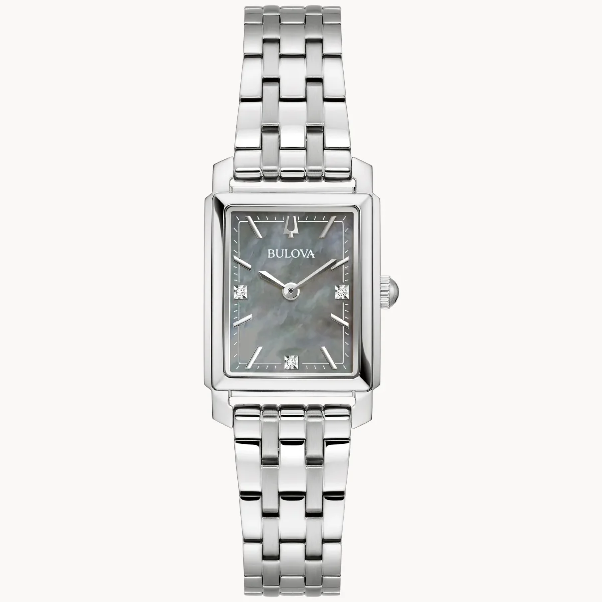 Ladies' Bulova Sutton Diamond Accent Watch with Rectangular Grey Mother-of-Pearl Dial - 96P252