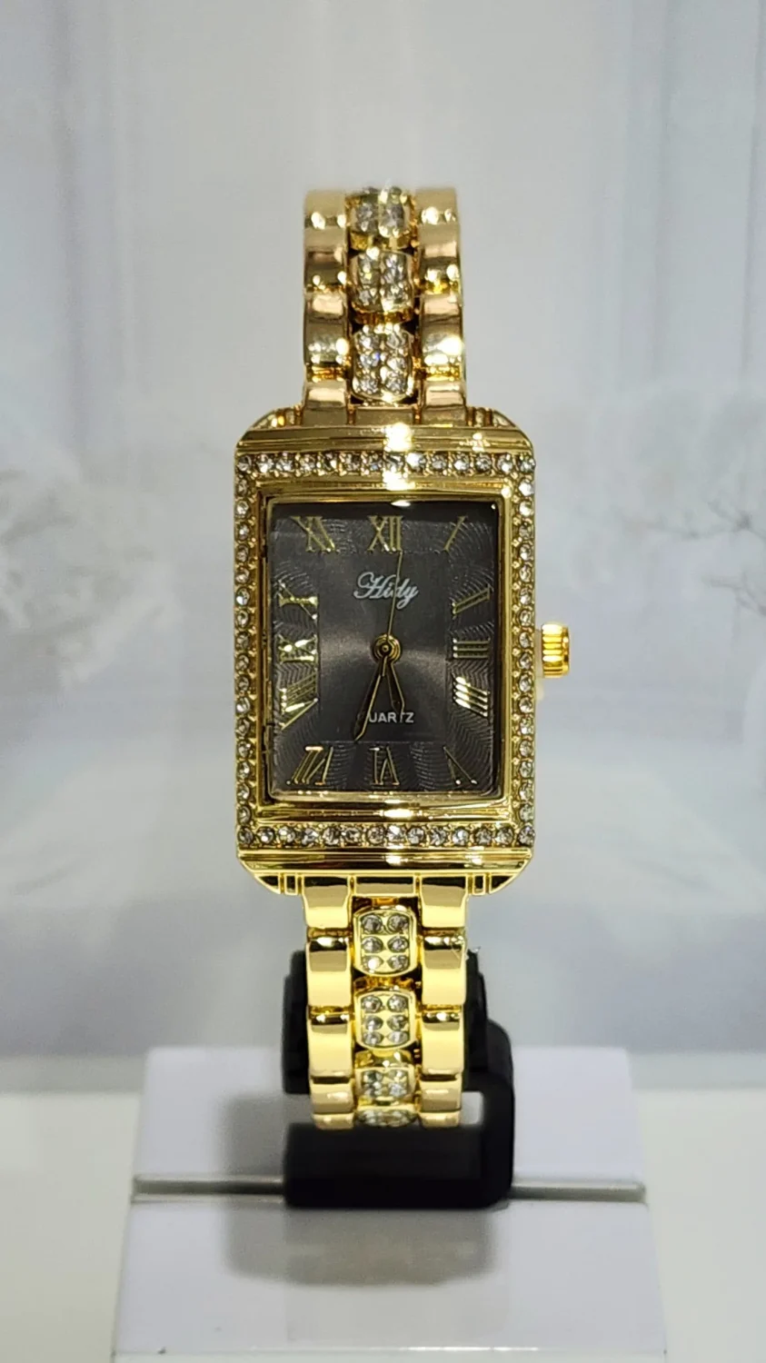 Ladies HIDY Fashion Dress Watch Gold Tone Case Black/Grey Dial Watch - Design 2412