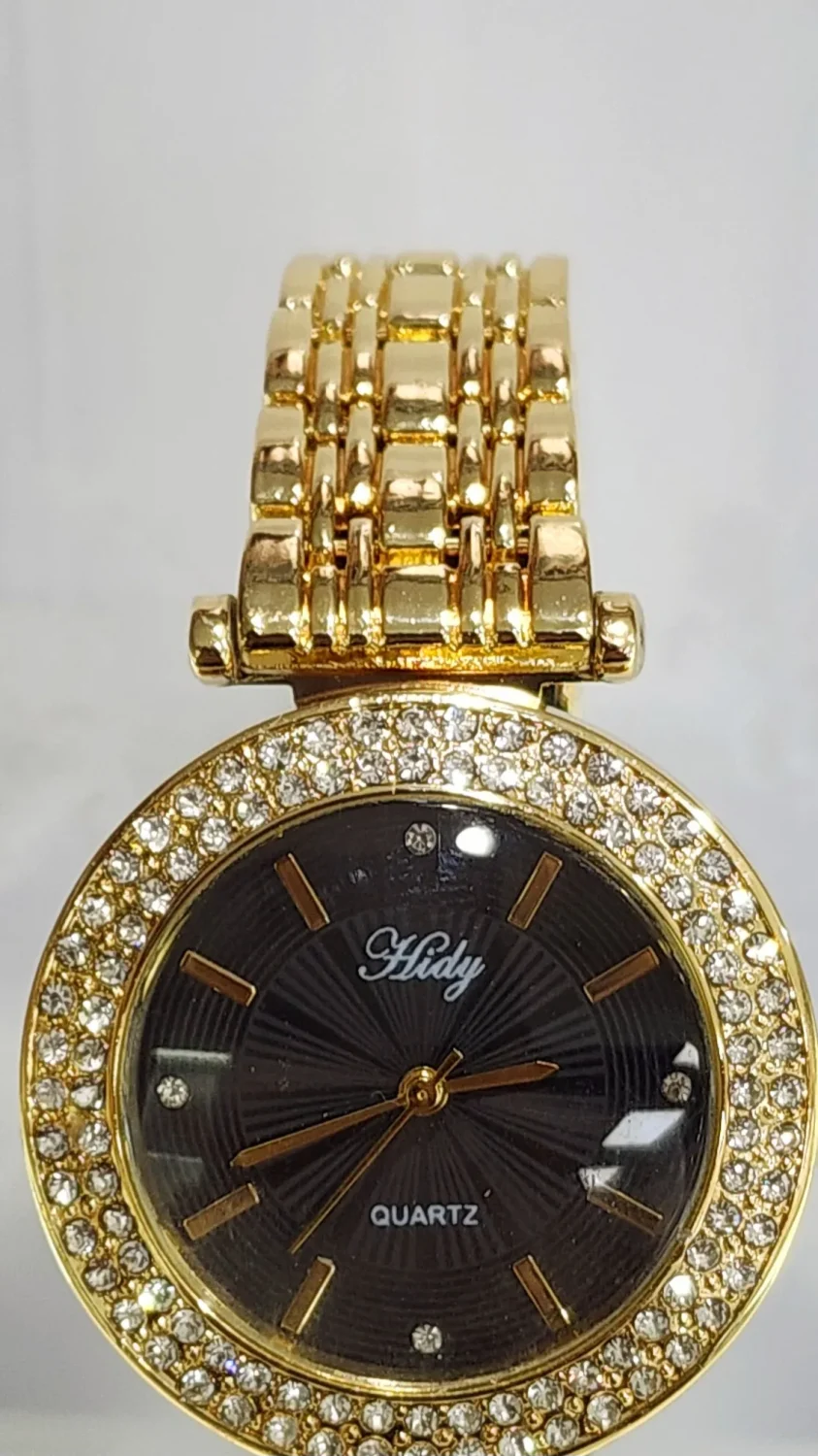 Ladies HIDY Fashion Dress Watch Gold Tone Case Black/Grey Dial Watch - Design 2409