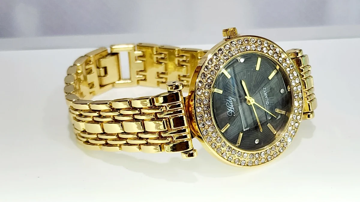 Ladies HIDY Fashion Dress Watch Gold Tone Case Black/Grey Dial Watch - Design 2409
