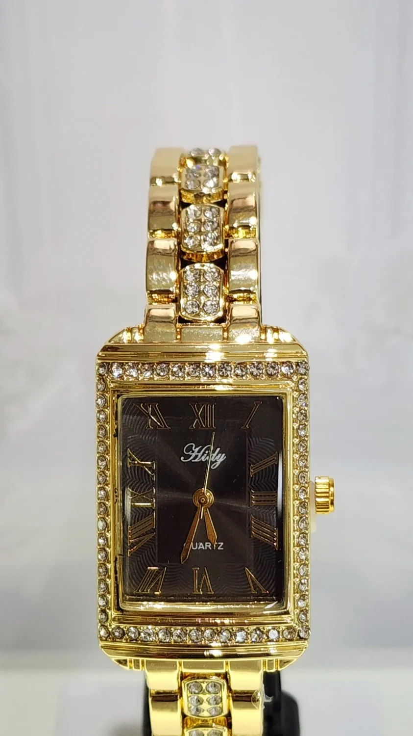Ladies HIDY Fashion Dress Watch Gold Tone Case Black/Grey Dial Watch - Design 2412