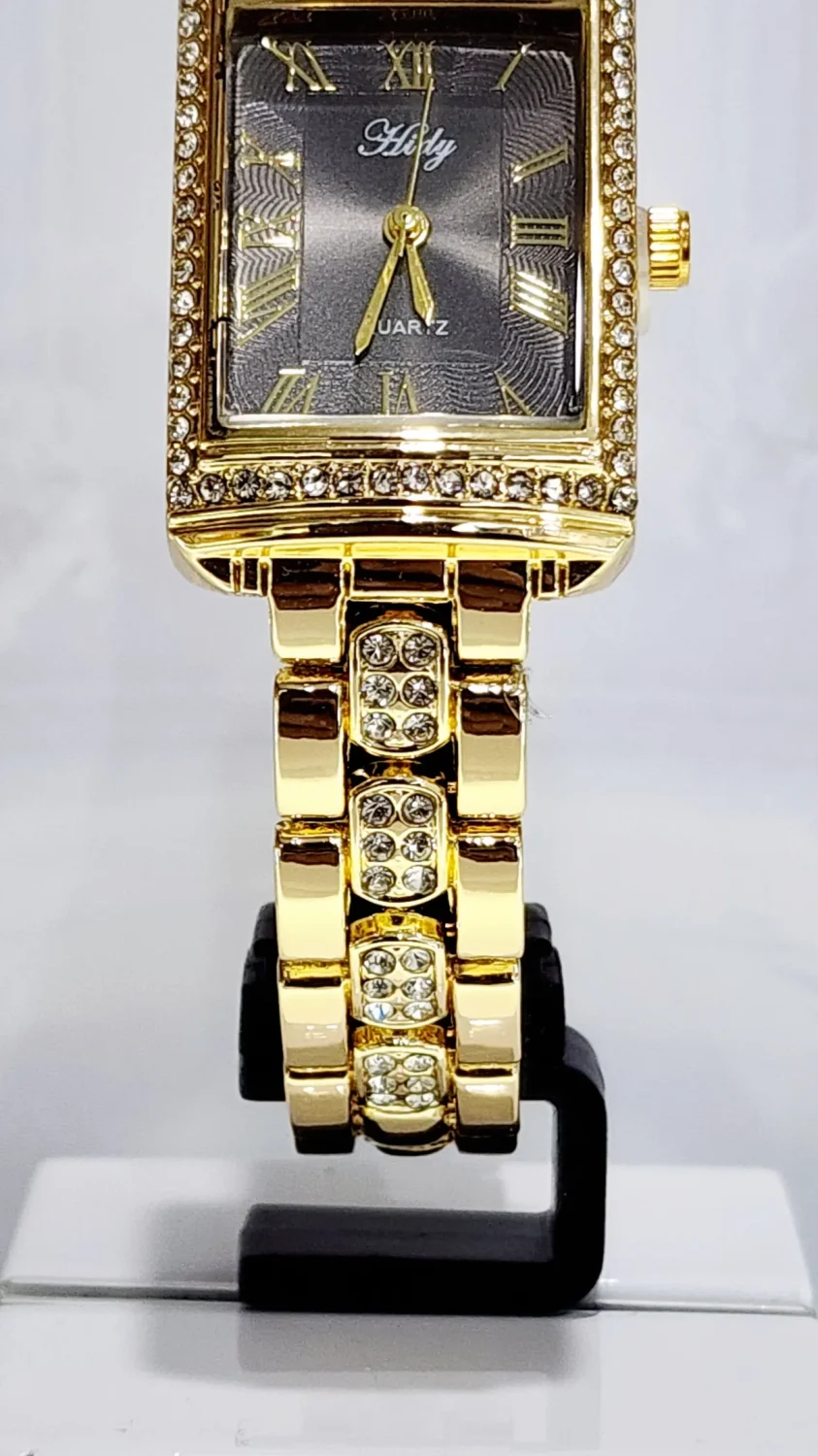 Ladies HIDY Fashion Dress Watch Gold Tone Case Black/Grey Dial Watch - Design 2412