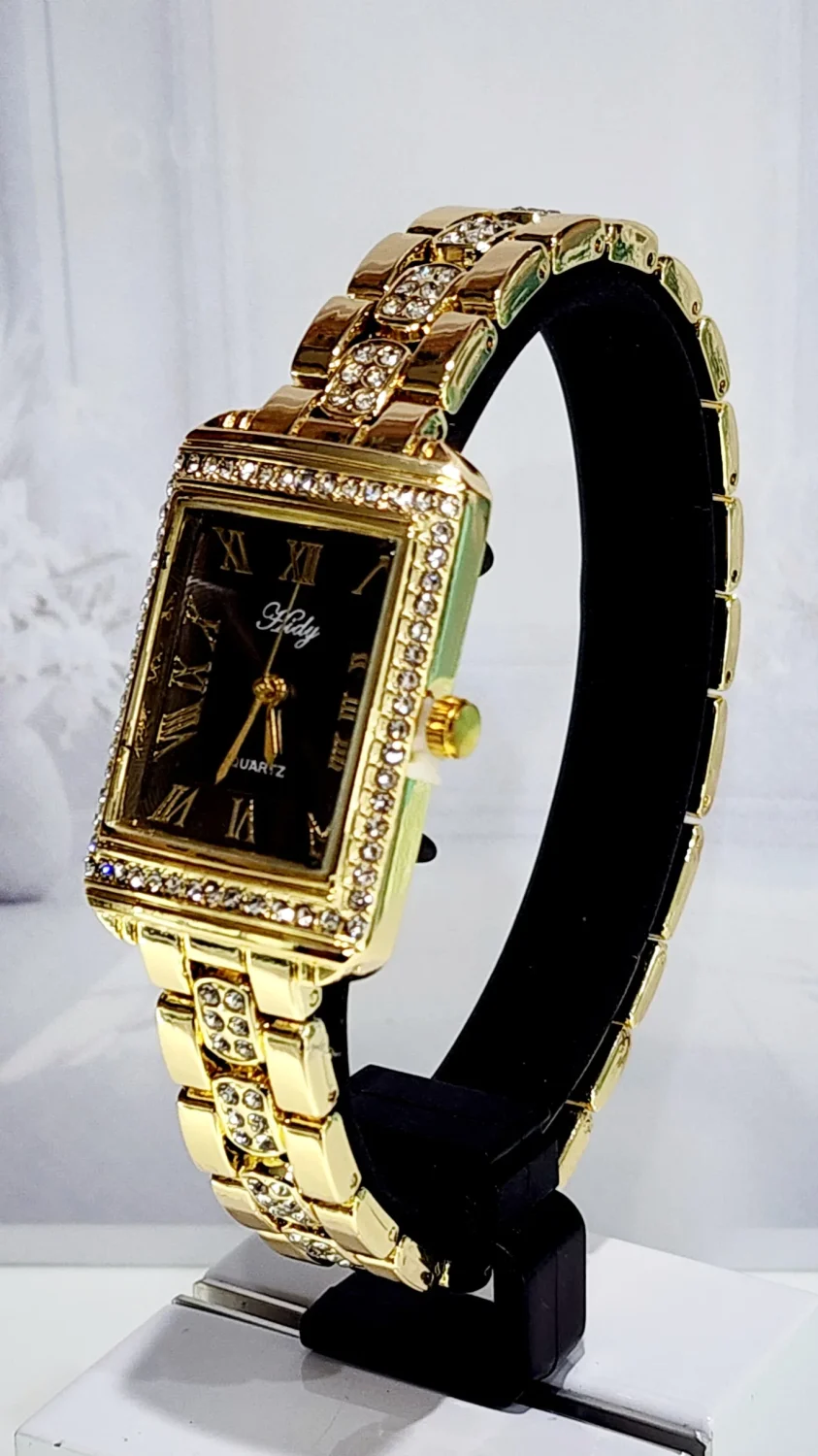 Ladies HIDY Fashion Dress Watch Gold Tone Case Black/Grey Dial Watch - Design 2412