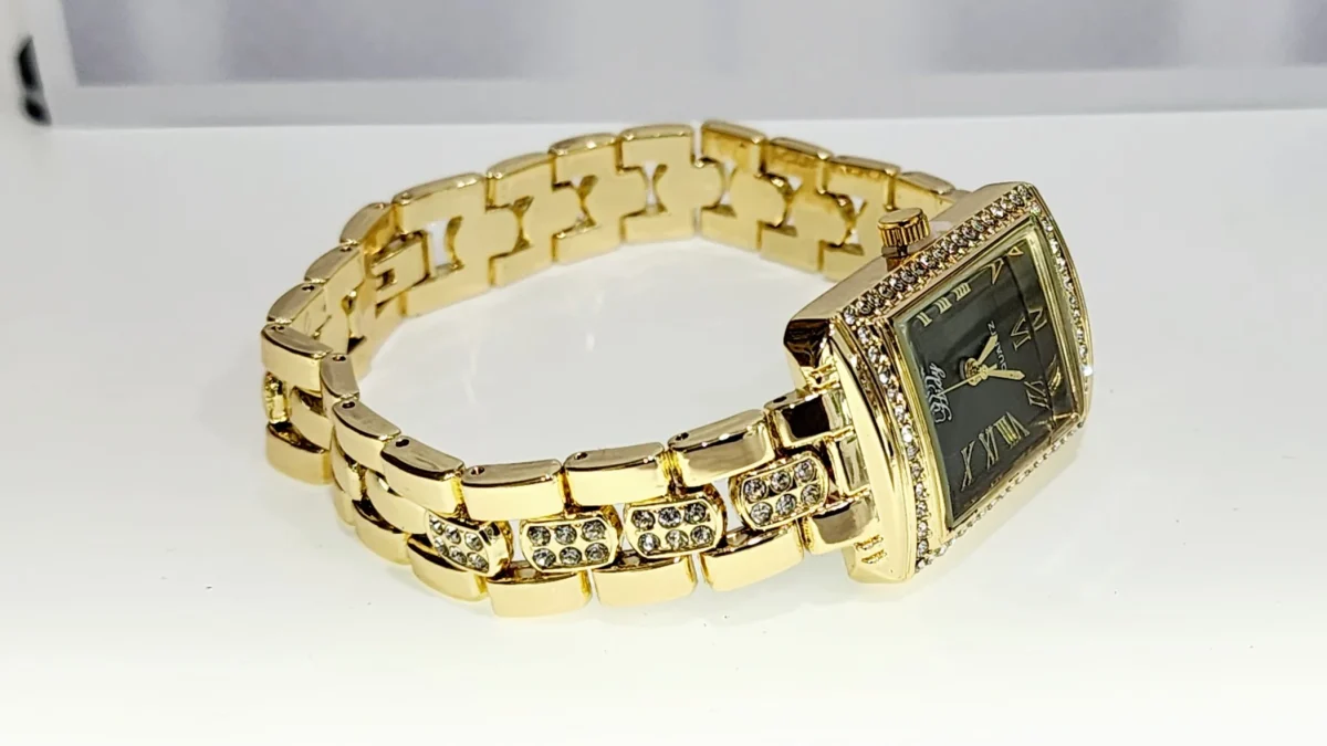 Ladies HIDY Fashion Dress Watch Gold Tone Case Black/Grey Dial Watch - Design 2412