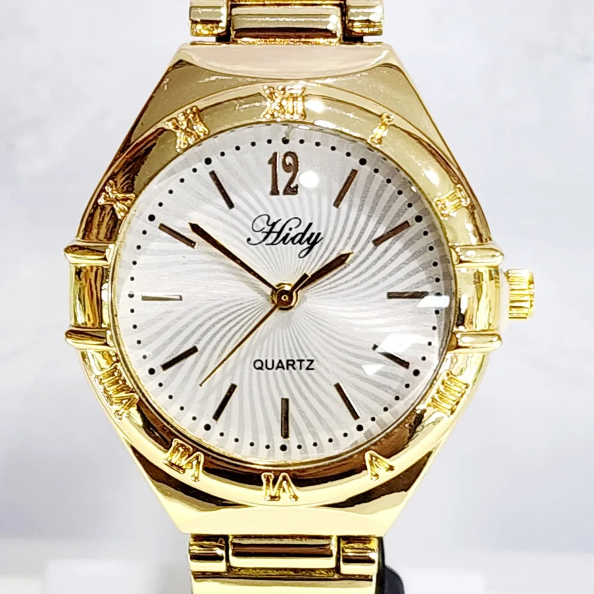 Ladies HIDY Fashion Dress Watch Gold Tone Case Silver Dial Watch - Design 2403