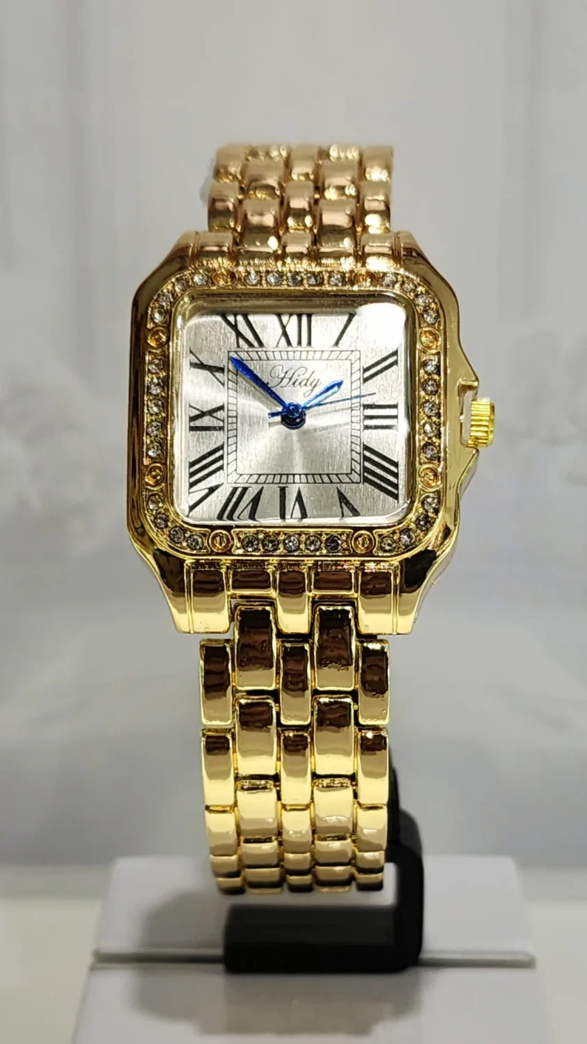 Ladies HIDY Fashion Dress Watch Gold Tone Case Silver Dial Watch - Design 2405