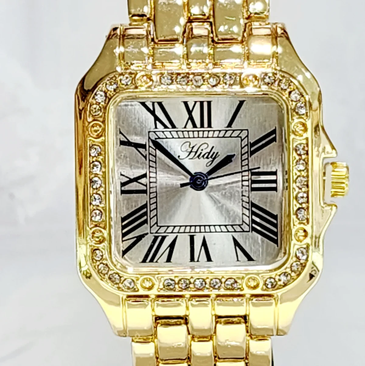Ladies HIDY Fashion Dress Watch Gold Tone Case Silver Dial Watch - Design 2405
